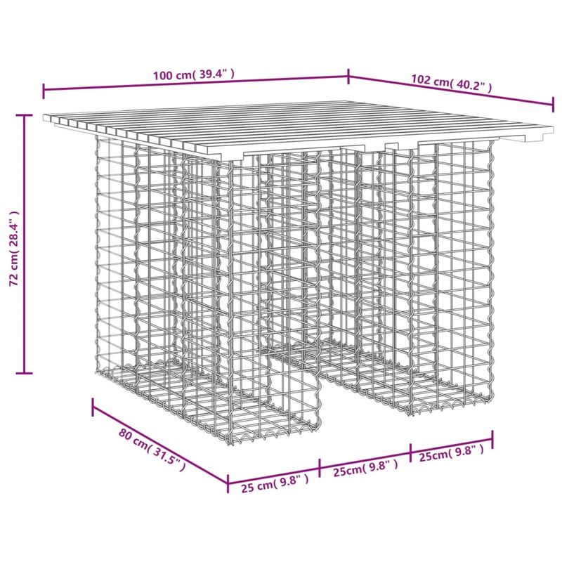Casa si Gradina - Gradina si terasa - Mobilier exterior - Bancute de gradina - Banca de gradina, design gabion, 100x102x72cm, lemn masiv pin, mărime 102x100x72 cm - Infinity.ro