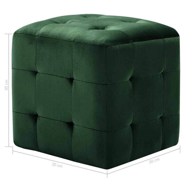 Casa si Gradina - Mobilier - Scaune si fotolii - Tabureti - Taburet, 2 buc., verde, 30 x 30 x 30 cm, tesatura catifea - Infinity.ro