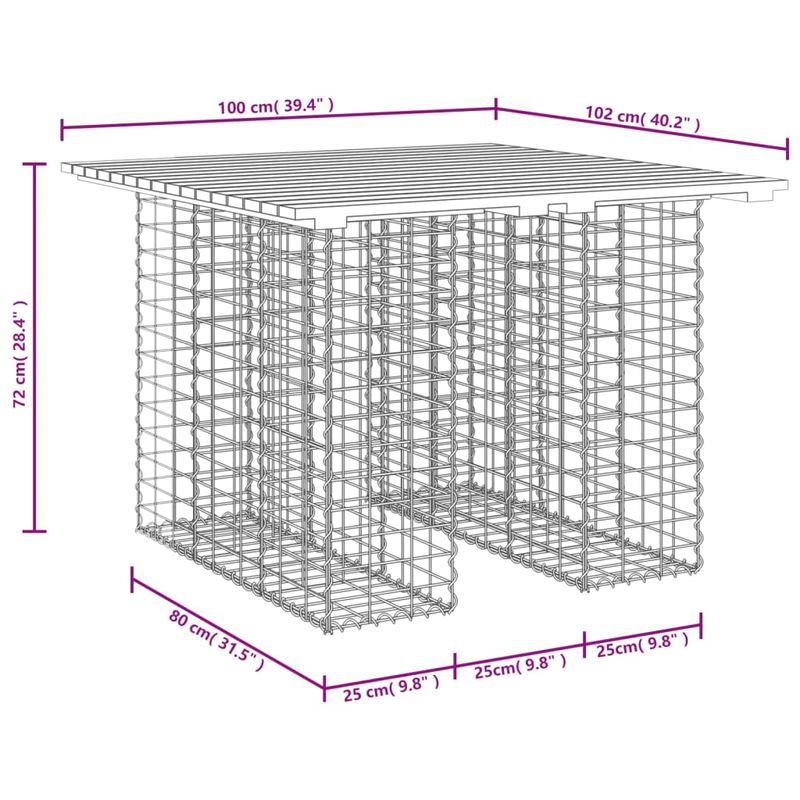 Casa si Gradina - Gradina si terasa - Mobilier exterior - Bancute de gradina - Banca gradina, design gabion, 102x100x72 cm, lemn pin impregnat - Infinity.ro
