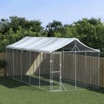 Petshop - Accesorii petshop - Culcusuri si custi - Custi interior si exterior - Padoc exterior cu acoperis argintiu 3x7,5x2,5 m otel galvanizat - Infinity.ro