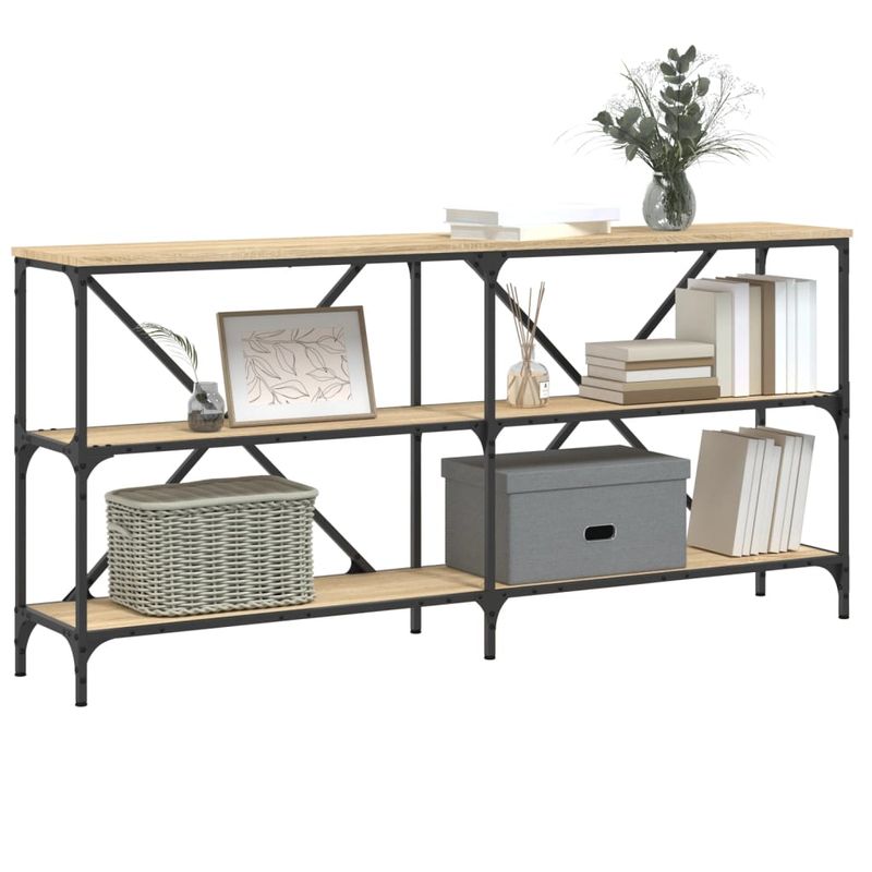 Casa si Gradina - Mobilier - Comode si corpuri - Console - Masa consola stejar sonoma 160x30x75 cm lemn prelucrat si fier - Infinity.ro