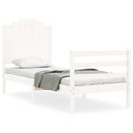 Casa si Gradina - Mobilier - Paturi si accesorii - Paturi - Cadru de pat cu tablie single mic, alb, lemn masiv - Infinity.ro