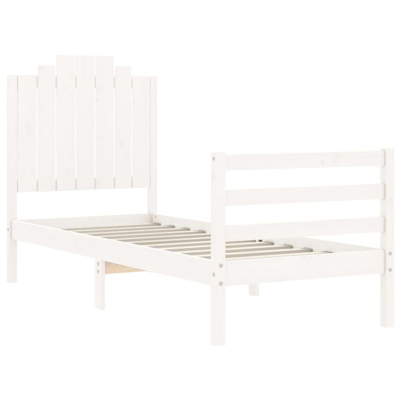 Casa si Gradina - Mobilier - Paturi si accesorii - Paturi - Cadru de pat cu tablie single mic, alb, lemn masiv - Infinity.ro