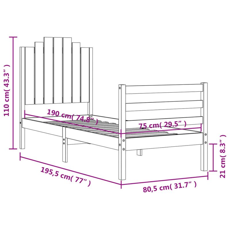 Casa si Gradina - Mobilier - Paturi si accesorii - Paturi - Cadru de pat cu tablie single mic, alb, lemn masiv - Infinity.ro