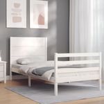 Casa si Gradina - Mobilier - Paturi si accesorii - Paturi - Cadru de pat cu tablie, alb, 100x200 cm, lemn masiv - Infinity.ro