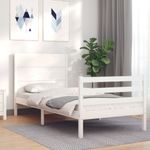Casa si Gradina - Mobilier - Paturi si accesorii - Paturi - Cadru de pat cu tablie, alb, 100x200 cm, lemn masiv - Infinity.ro