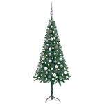 Casa si Gradina - Decoratiuni - Decoratiuni de sezon - Set brad Craciun artificial de colt LED&globuri verde 120cm PVC - Infinity.ro