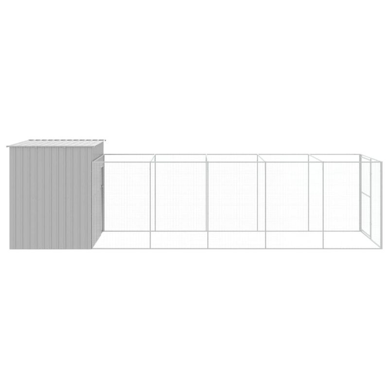 Petshop - Accesorii petshop - Culcusuri si custi - Custi interior si exterior - Cusca de caine & tarc gri deschis 214x661x181cm otel galvanizat - Infinity.ro