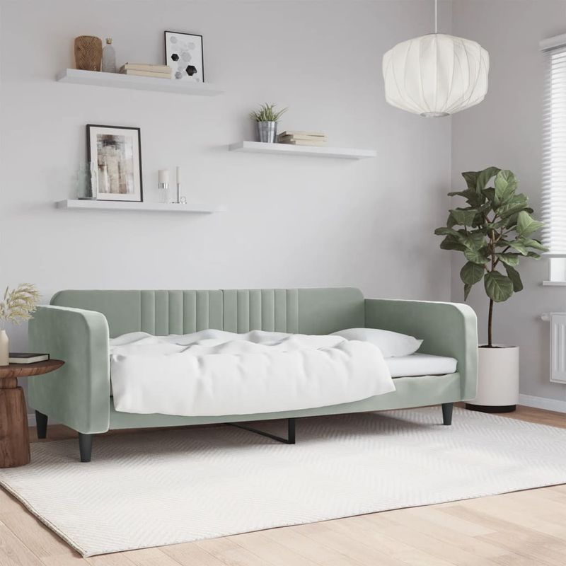 Casa si Gradina - Mobilier - Paturi si accesorii - Paturi - Cadru de pat, gri deschis, 100x200 cm, catifea - Infinity.ro