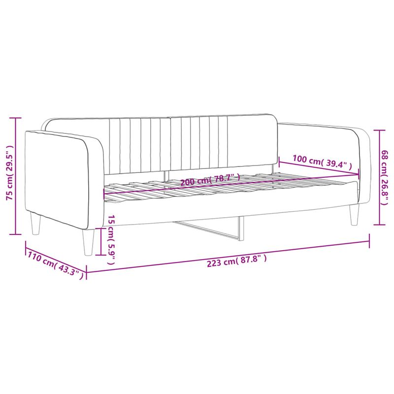 Casa si Gradina - Mobilier - Paturi si accesorii - Paturi - Cadru de pat, gri deschis, 100x200 cm, catifea - Infinity.ro