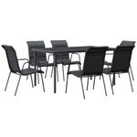 Casa si Gradina - Gradina si terasa - Mobilier exterior - Seturi mobila gradina - Set mobilier de gradina, 7 piese, negru, otel si textilena - Infinity.ro