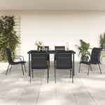 Casa si Gradina - Gradina si terasa - Mobilier exterior - Seturi mobila gradina - Set mobilier de gradina, 7 piese, negru, otel si textilena - Infinity.ro