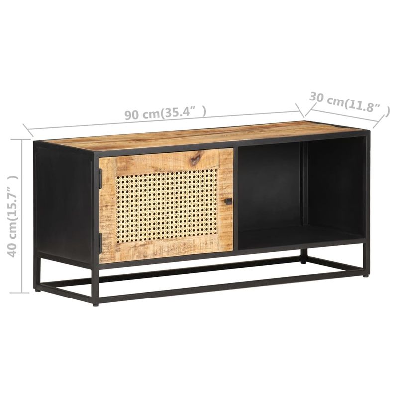 Casa si Gradina - Mobilier - Comode si corpuri - Comode - Comoda TV, 90x30x40 cm, lemn mango & trestie de zahar naturala - Infinity.ro