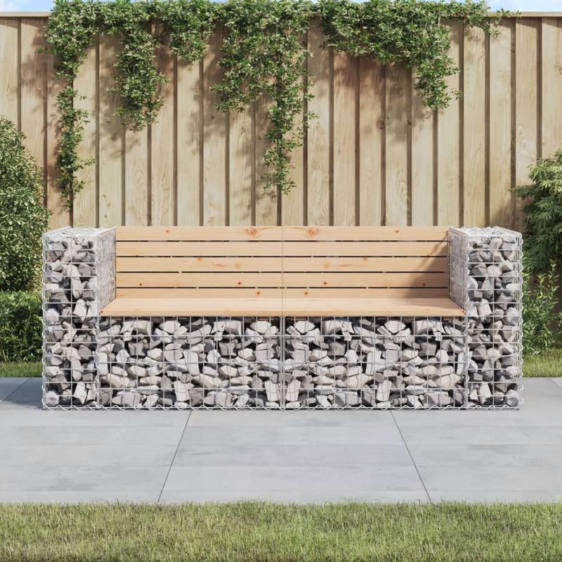 Casa si Gradina - Gradina si terasa - Mobilier exterior - Bancute de gradina - Banca de gradina, design gabion, 184x71x65,5 cm, lemn masiv pin - Infinity.ro
