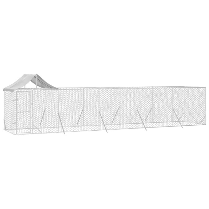 Petshop - Accesorii petshop - Culcusuri si custi - Custi interior si exterior - Padoc exterior cu acoperis argintiu 10x2x2,5 m otel galvanizat - Infinity.ro