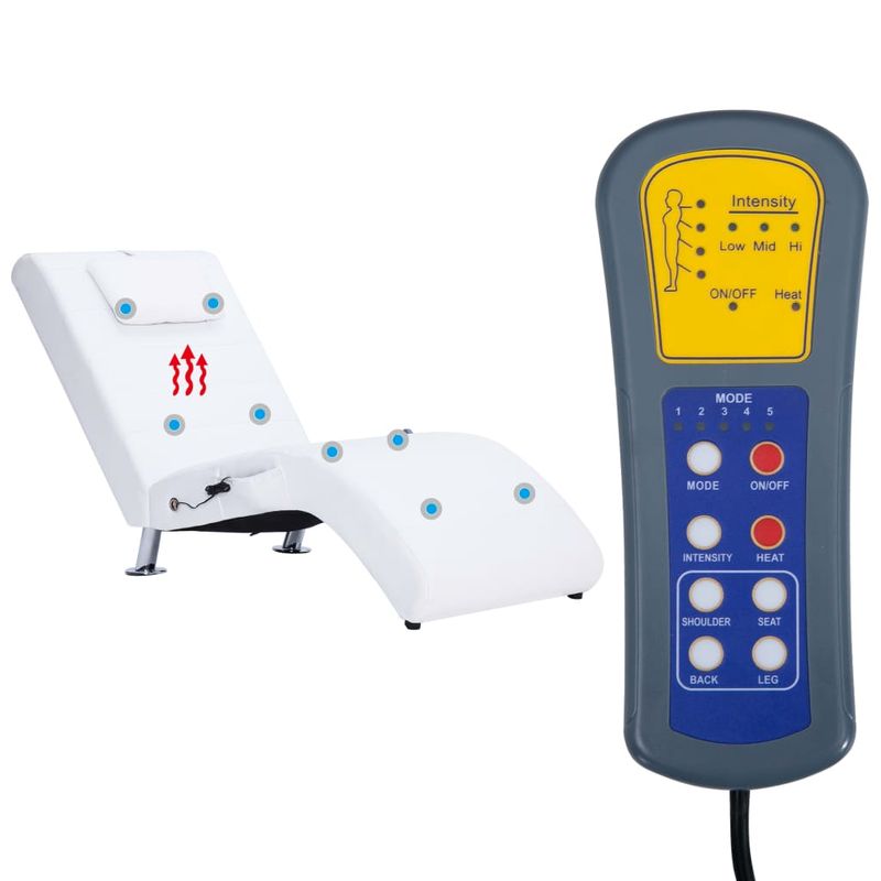 Casa si Gradina - Mobilier - Scaune si fotolii - Scaune - Sezlong de masaj cu perna, alb, piele artificiala - Infinity.ro