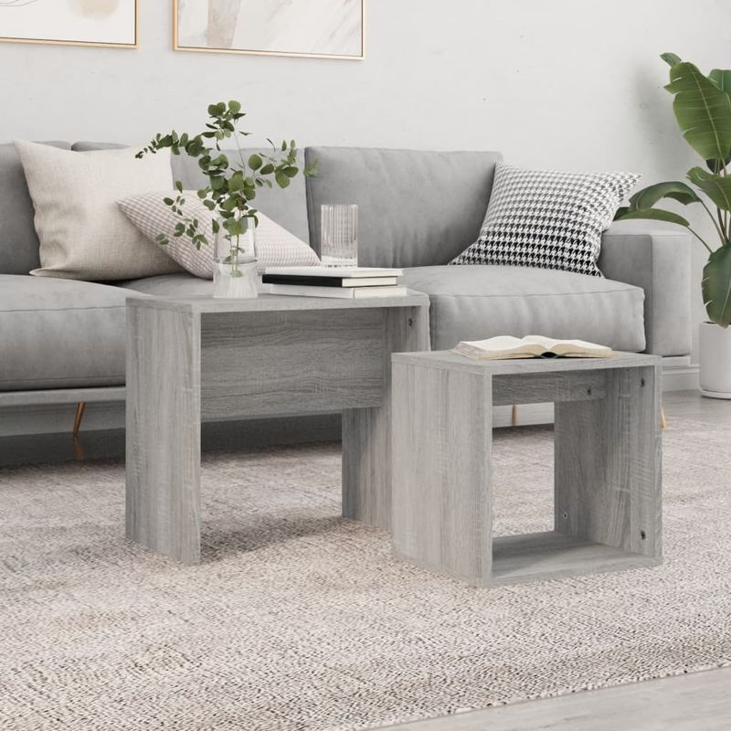 Casa si Gradina - Mobilier - Mese si birouri - Masute de cafea - Mese suprapuse de cafea, 2 buc, sonoma gri, lemn prelucrat - Infinity.ro