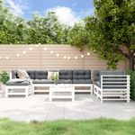 Casa si Gradina - Gradina si terasa - Mobilier exterior - Seturi mobila gradina - Set mobilier relaxare gradina, 8 piese, alb, lemn masiv de pin - Infinity.ro