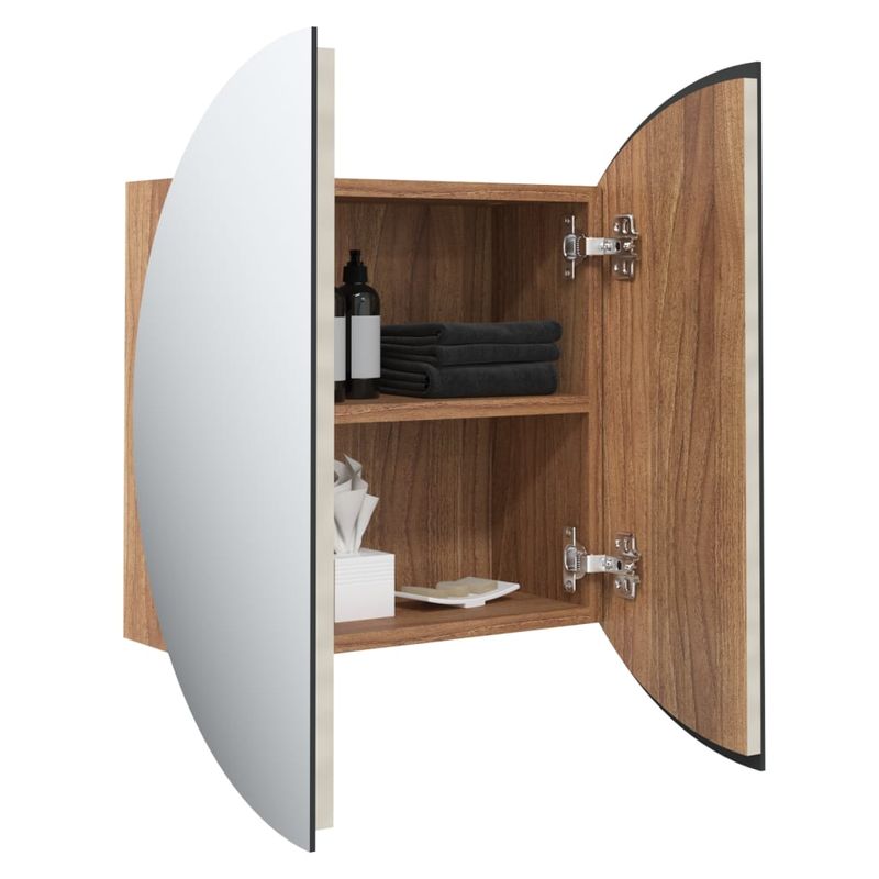 Casa si Gradina - Mobilier - Mobilier baie - Corpuri baie - Dulap de baie cu oglinda rotunda si LED, stejar, 47x47x17,5 cm - Infinity.ro