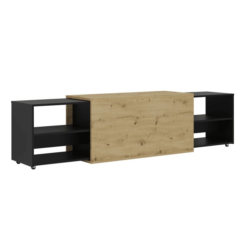 Casa si Gradina - Mobilier - Comode si corpuri - Comode - FMD Comoda TV, stejar artizanal & negru, 194,5x39,9x49,2 cm - Infinity.ro