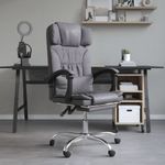 Casa si Gradina - Mobilier - Scaune si fotolii - Scaune - Scaun de birou rabatabil cu masaj, gri, piele ecologica - Infinity.ro