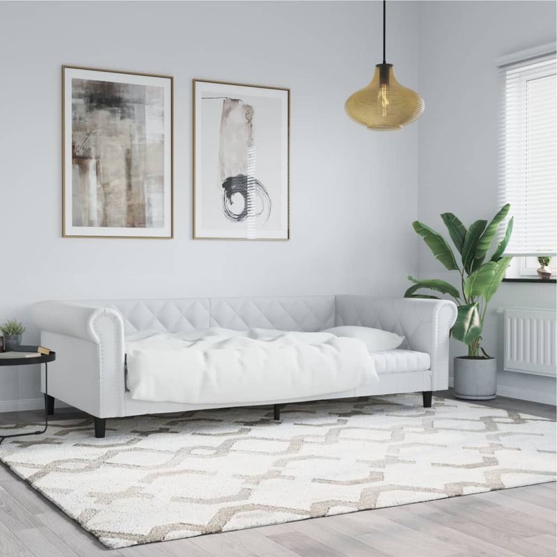 Casa si Gradina - Mobilier - Paturi si accesorii - Paturi - Pat de zi, alb, 100x200 cm, piele ecologica - Infinity.ro