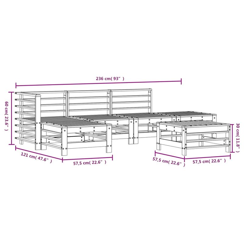 Casa si Gradina - Gradina si terasa - Mobilier exterior - Seturi mobila gradina - Set mobilier relaxare gradina, 6 piese, lemn masiv Douglas - Infinity.ro