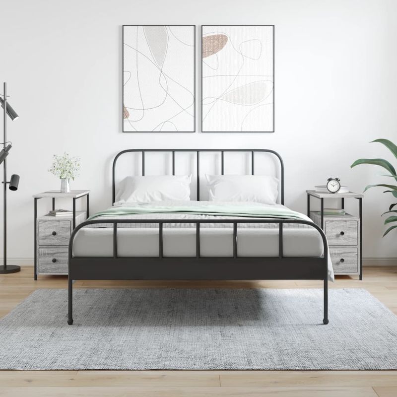 Casa si Gradina - Mobilier - Comode si corpuri - Noptiere - Noptiere, 2 buc., gri sonoma, 30x60x60 cm, lemn compozit - Infinity.ro