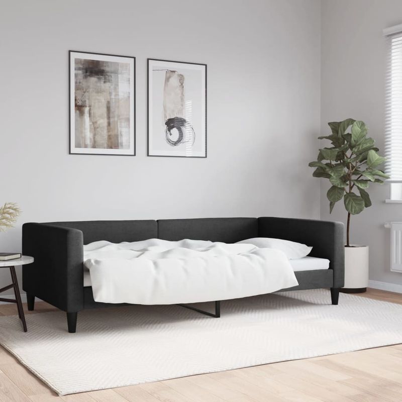 Casa si Gradina - Mobilier - Paturi si accesorii - Paturi - Cadru de pat, negru, 100 x 200 cm, material textil - Infinity.ro