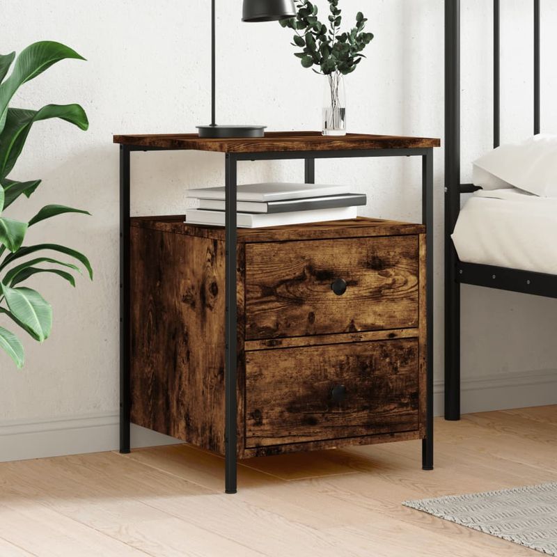 Casa si Gradina - Mobilier - Comode si corpuri - Noptiere - Noptiera, stejar fumuriu, 44x45x60 cm , lemn compozit - Infinity.ro
