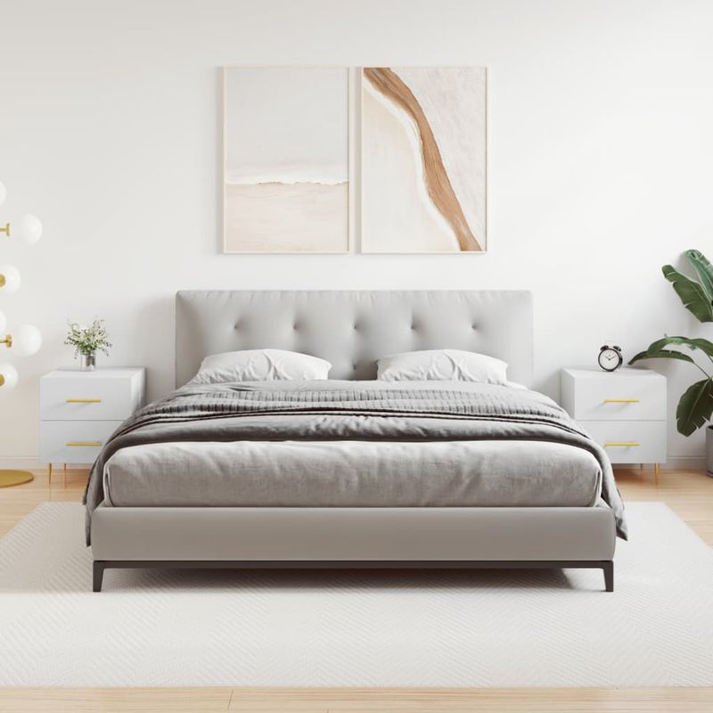 Casa si Gradina - Mobilier - Comode si corpuri - Noptiere - Noptiere, 2 buc., alb, 40x35x47,5 cm, lemn compozit - Infinity.ro