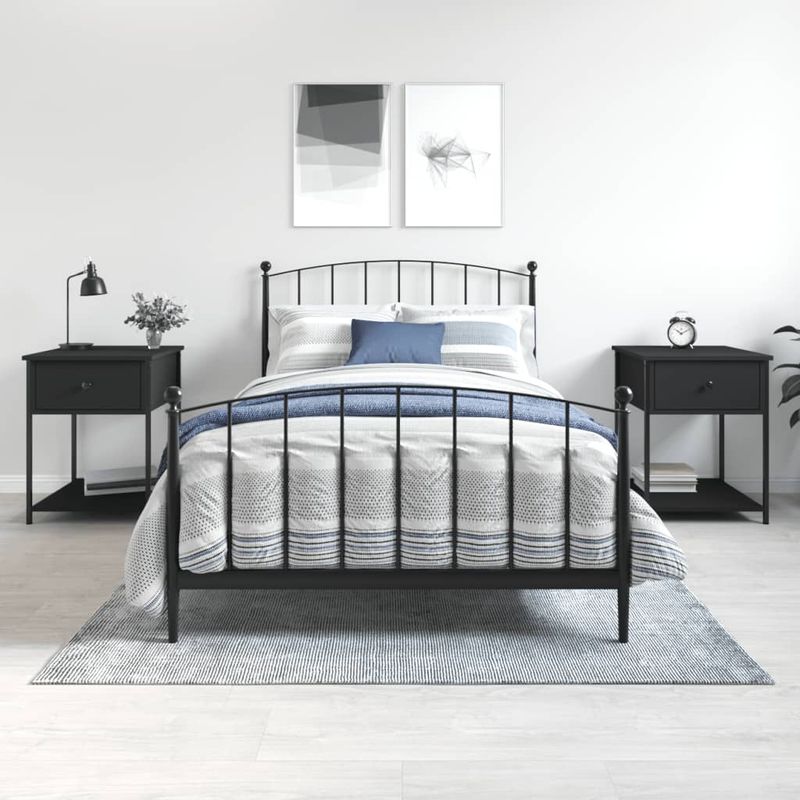 Casa si Gradina - Mobilier - Comode si corpuri - Noptiere - Noptiere, 2 buc., negru, 44x45x58 cm, lemn compozit - Infinity.ro