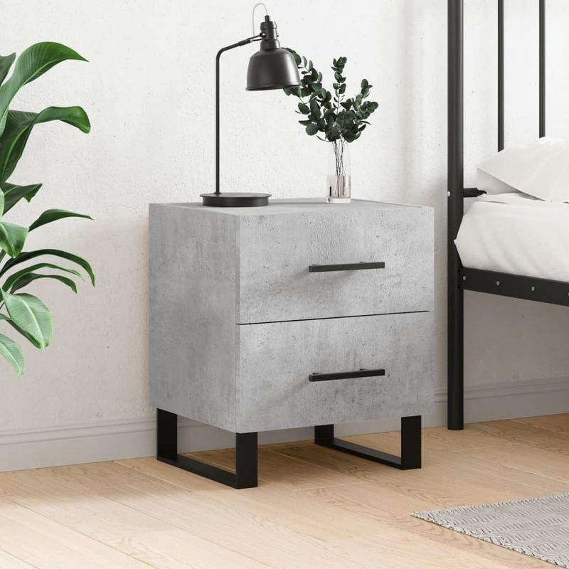 Casa si Gradina - Mobilier - Comode si corpuri - Noptiere - Noptiera, gri beton, 40x35x47,5 cm, lemn compozit - Infinity.ro