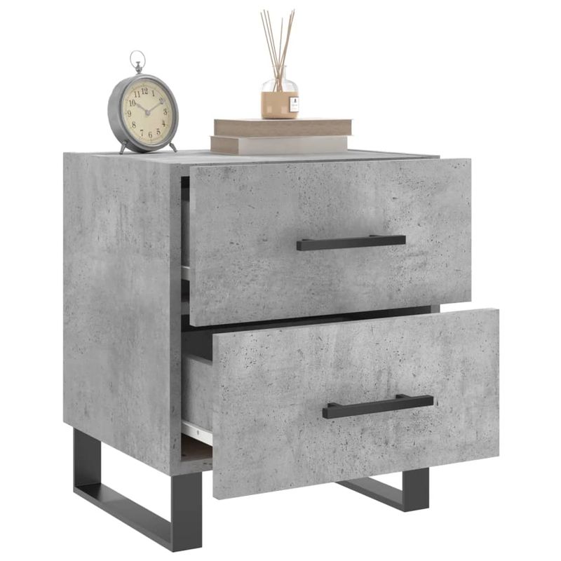 Casa si Gradina - Mobilier - Comode si corpuri - Noptiere - Noptiera, gri beton, 40x35x47,5 cm, lemn compozit - Infinity.ro