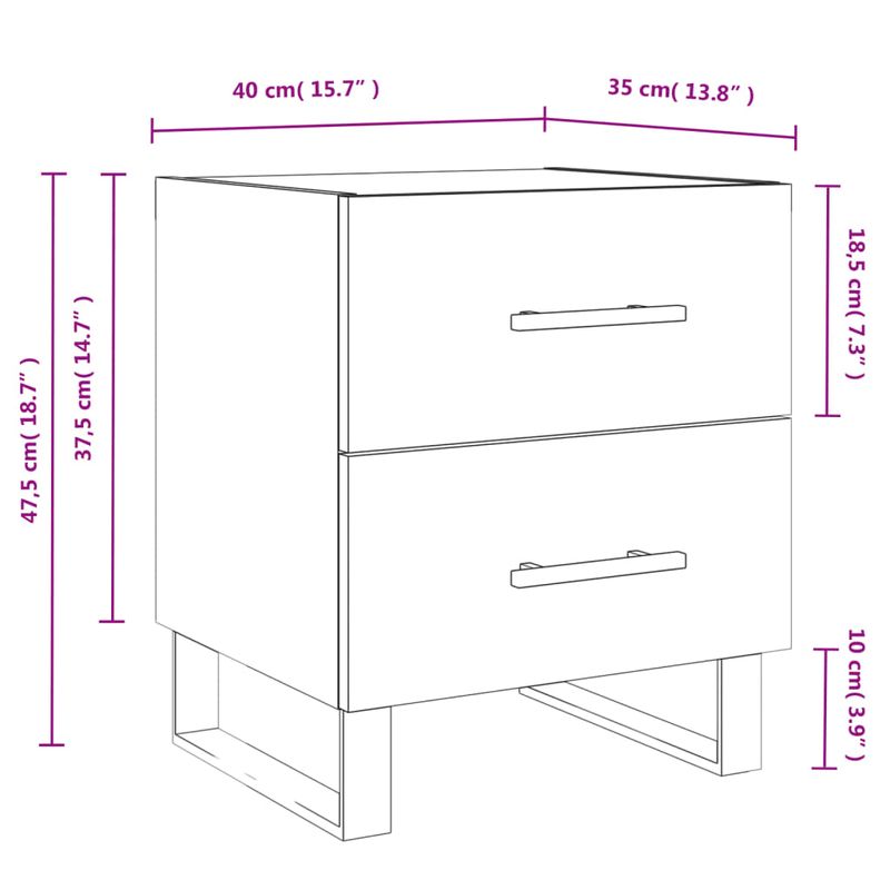 Casa si Gradina - Mobilier - Comode si corpuri - Noptiere - Noptiera, gri beton, 40x35x47,5 cm, lemn compozit - Infinity.ro