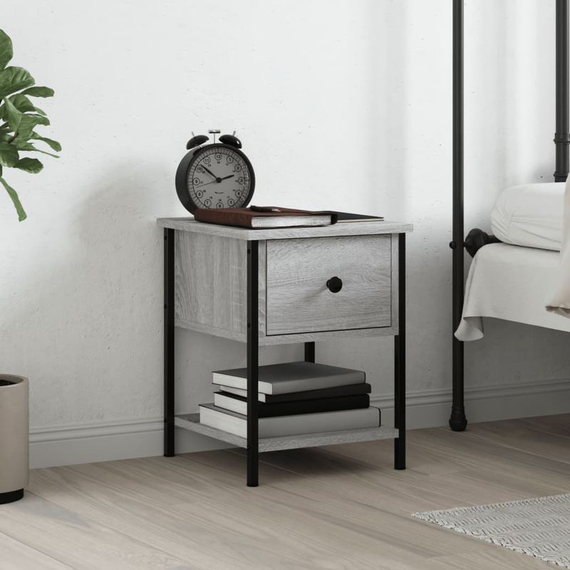 Casa si Gradina - Mobilier - Comode si corpuri - Noptiere - Noptiera, gri sonoma, 34x35,5x45 cm, lemn compozit - Infinity.ro