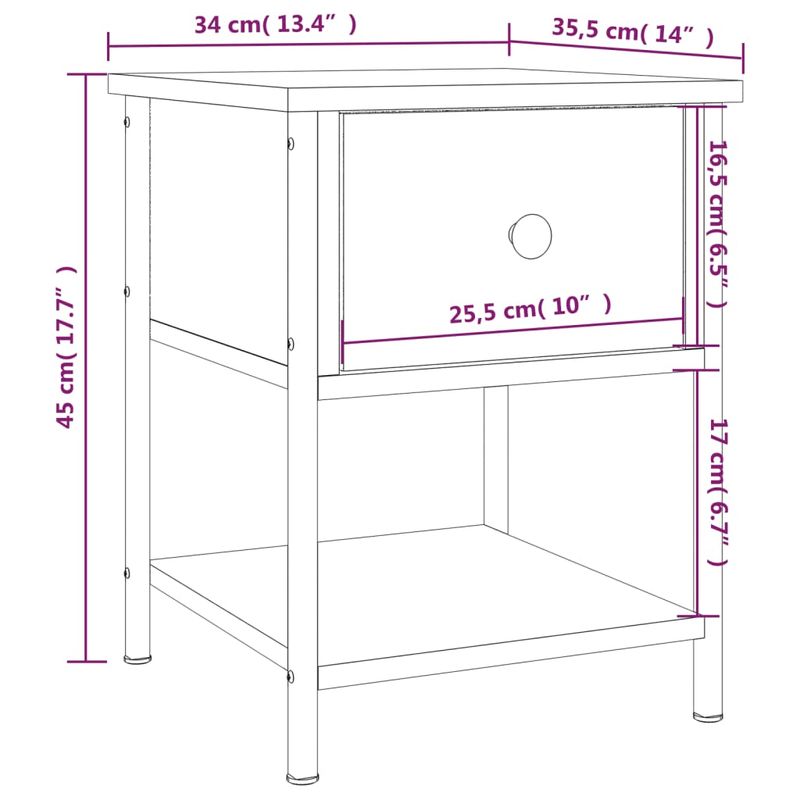 Casa si Gradina - Mobilier - Comode si corpuri - Noptiere - Noptiera, gri sonoma, 34x35,5x45 cm, lemn compozit - Infinity.ro