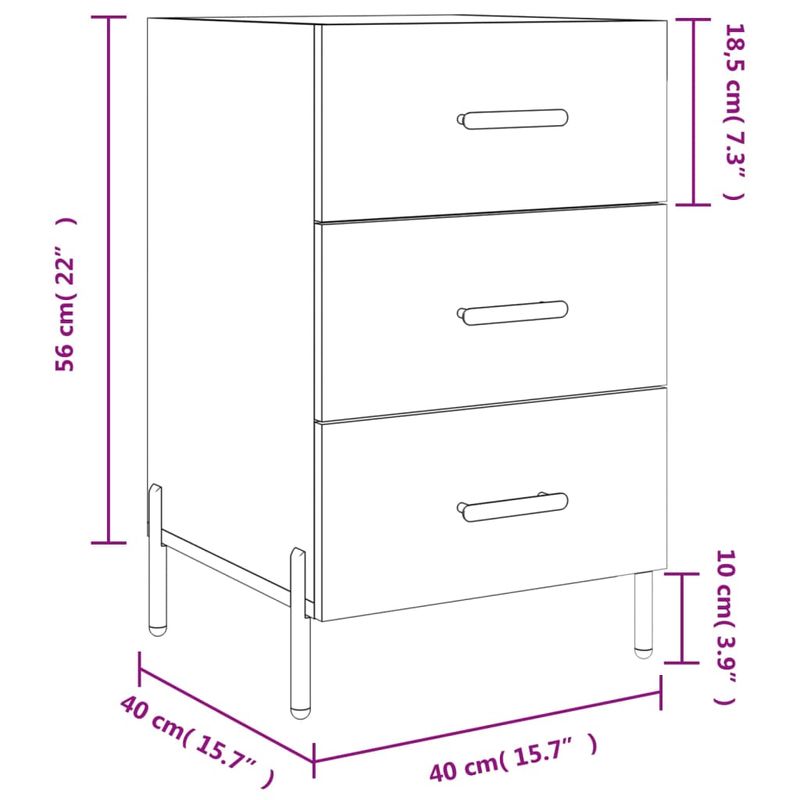Casa si Gradina - Mobilier - Comode si corpuri - Noptiere - Noptiera, alb, 40x40x66 cm, lemn compozit - Infinity.ro