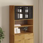 Casa si Gradina - Mobilier - Comode si corpuri - Comode - Blat pentru dulap inalt cu usi din sticla „FLAM” lemn masiv pin - Infinity.ro