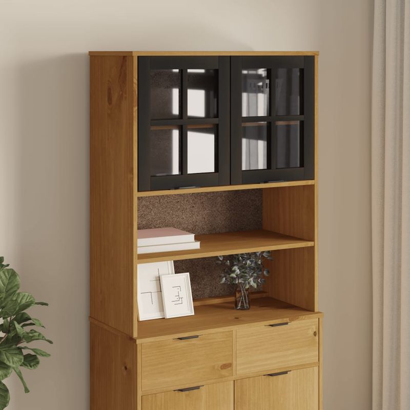 Casa si Gradina - Mobilier - Comode si corpuri - Comode - Blat pentru dulap inalt cu usi din sticla „FLAM” lemn masiv pin - Infinity.ro