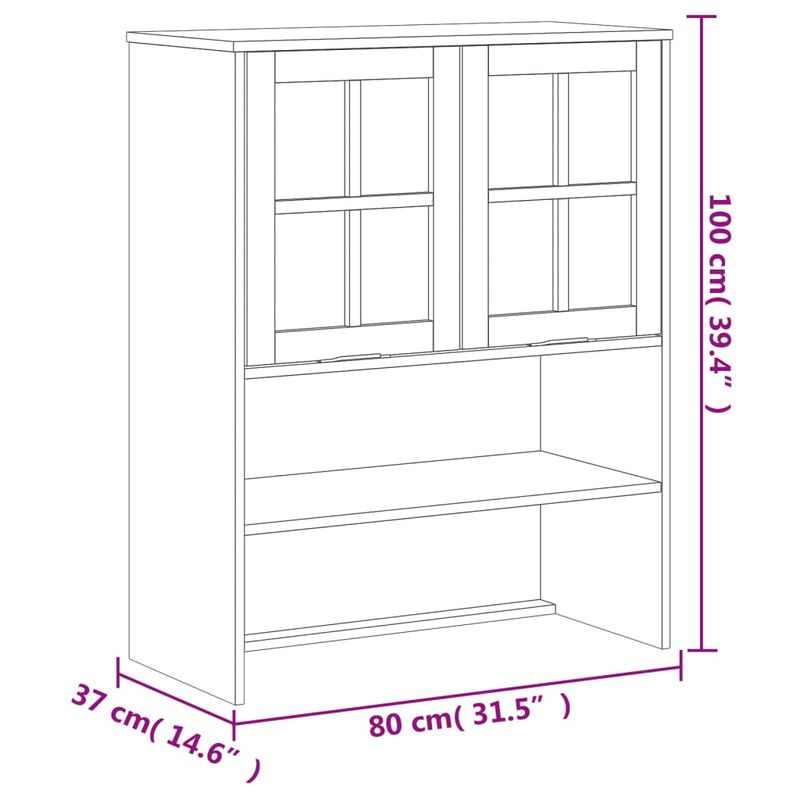 Casa si Gradina - Mobilier - Comode si corpuri - Comode - Blat pentru dulap inalt cu usi din sticla „FLAM” lemn masiv pin - Infinity.ro