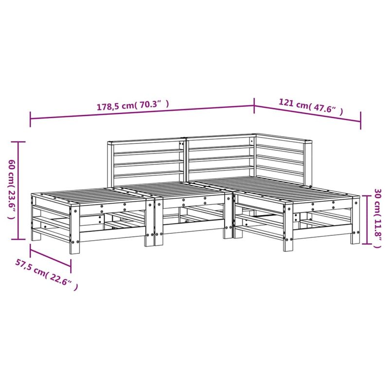 Casa si Gradina - Gradina si terasa - Mobilier exterior - Seturi mobila gradina - Set mobilier relaxare de gradina, 4 piese, lemn de pin tratat - Infinity.ro