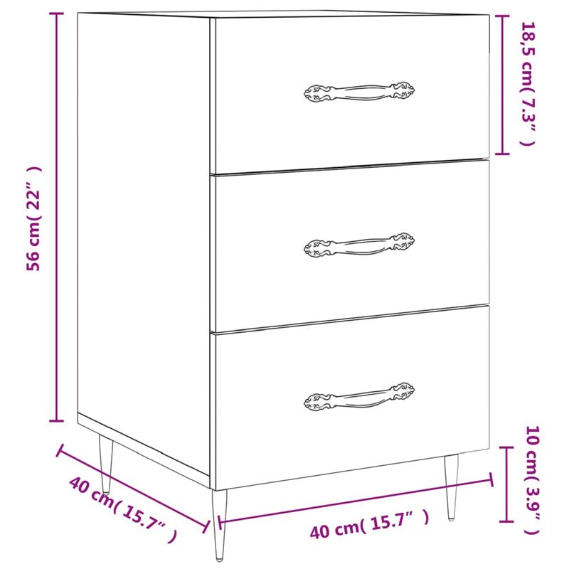 Casa si Gradina - Mobilier - Comode si corpuri - Noptiere - Noptiera, gri beton, 40x40x66 cm, lemn compozit - Infinity.ro