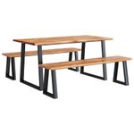 Casa si Gradina - Mobilier - Seturi de mobilier - Seturi mese si scaune - Set de masa din 3 piese, margini naturale, lemn masiv de acacia, lungime 160 cm - Infinity.ro