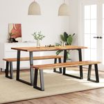 Casa si Gradina - Mobilier - Seturi de mobilier - Seturi mese si scaune - Set de masa din 3 piese, margini naturale, lemn masiv de acacia, lungime 160 cm - Infinity.ro