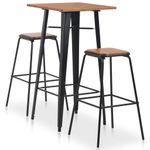 Casa si Gradina - Mobilier - Seturi de mobilier - Seturi bucatarie - Set mobilier de bar, 3 piese, maro-negru, otel - Infinity.ro