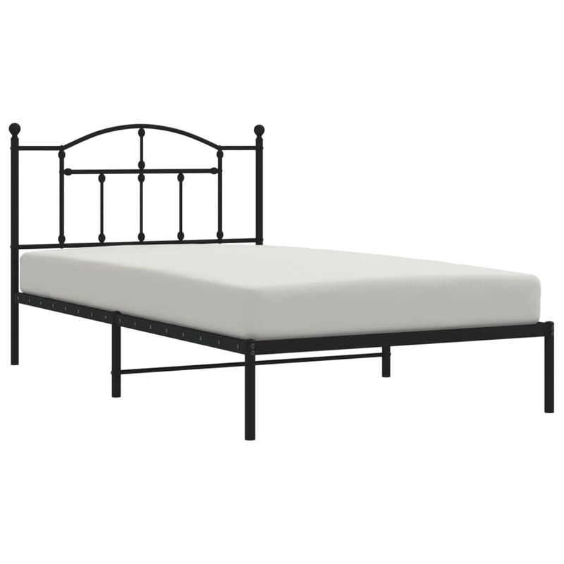 Casa si Gradina - Mobilier - Paturi si accesorii - Paturi - Cadru de pat din metal cu tablie, negru, 100x200 cm - Infinity.ro