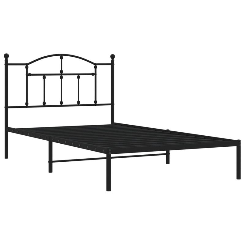 Casa si Gradina - Mobilier - Paturi si accesorii - Paturi - Cadru de pat din metal cu tablie, negru, 100x200 cm - Infinity.ro