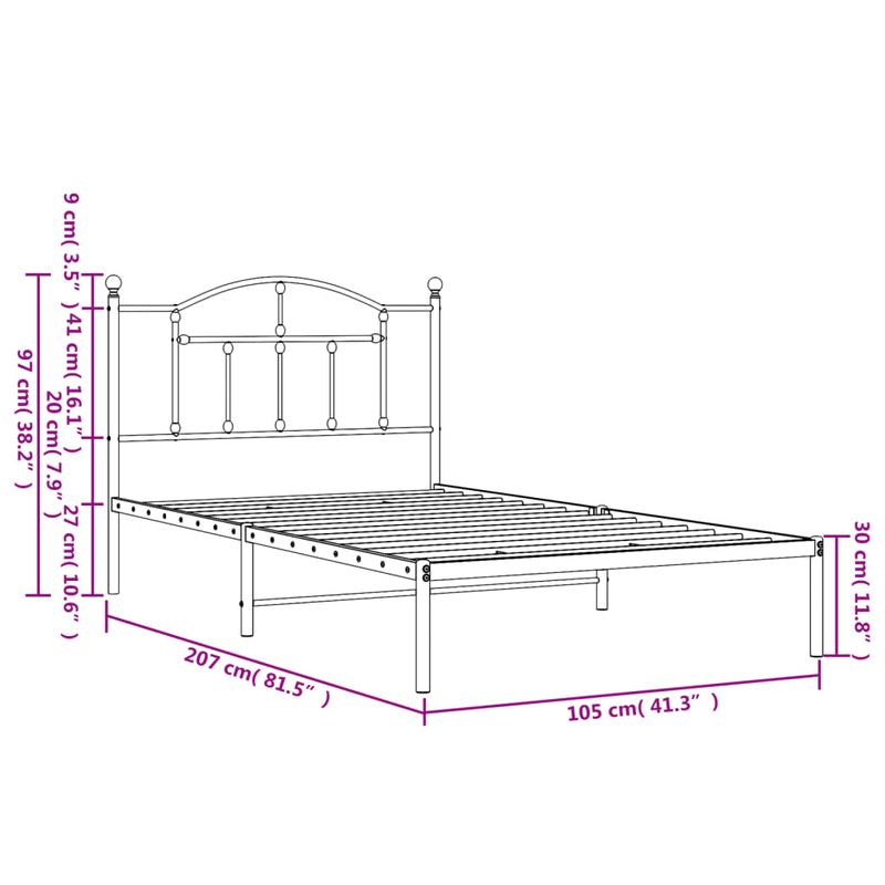 Casa si Gradina - Mobilier - Paturi si accesorii - Paturi - Cadru de pat din metal cu tablie, negru, 100x200 cm - Infinity.ro