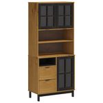 Casa si Gradina - Mobilier - Comode si corpuri - Comode - Dulap cu usi din sticla „FLAM”, 80x40x180 cm, lemn masiv de pin - Infinity.ro